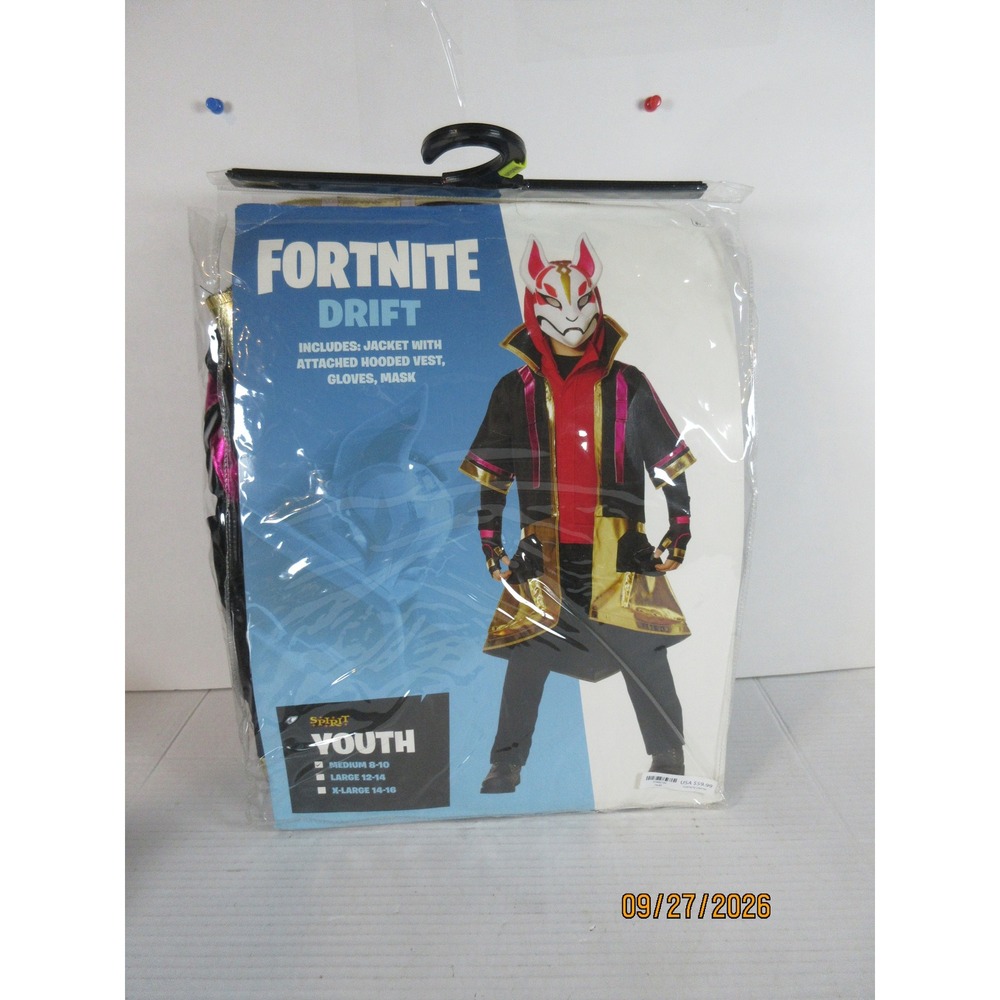 Spirit Halloween Fortnite Drift Costume Youth Medium 8-10 Mask Jacket Gloves